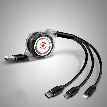 Telescopic charging cable extended to 120 cm length with titanium alloy connector