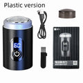Black portable rechargeable USB shaver with cleaning brush and accessories