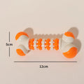 Blue bone shaped interactive dog chew toy with a treat holder in the centre for small breed dogs