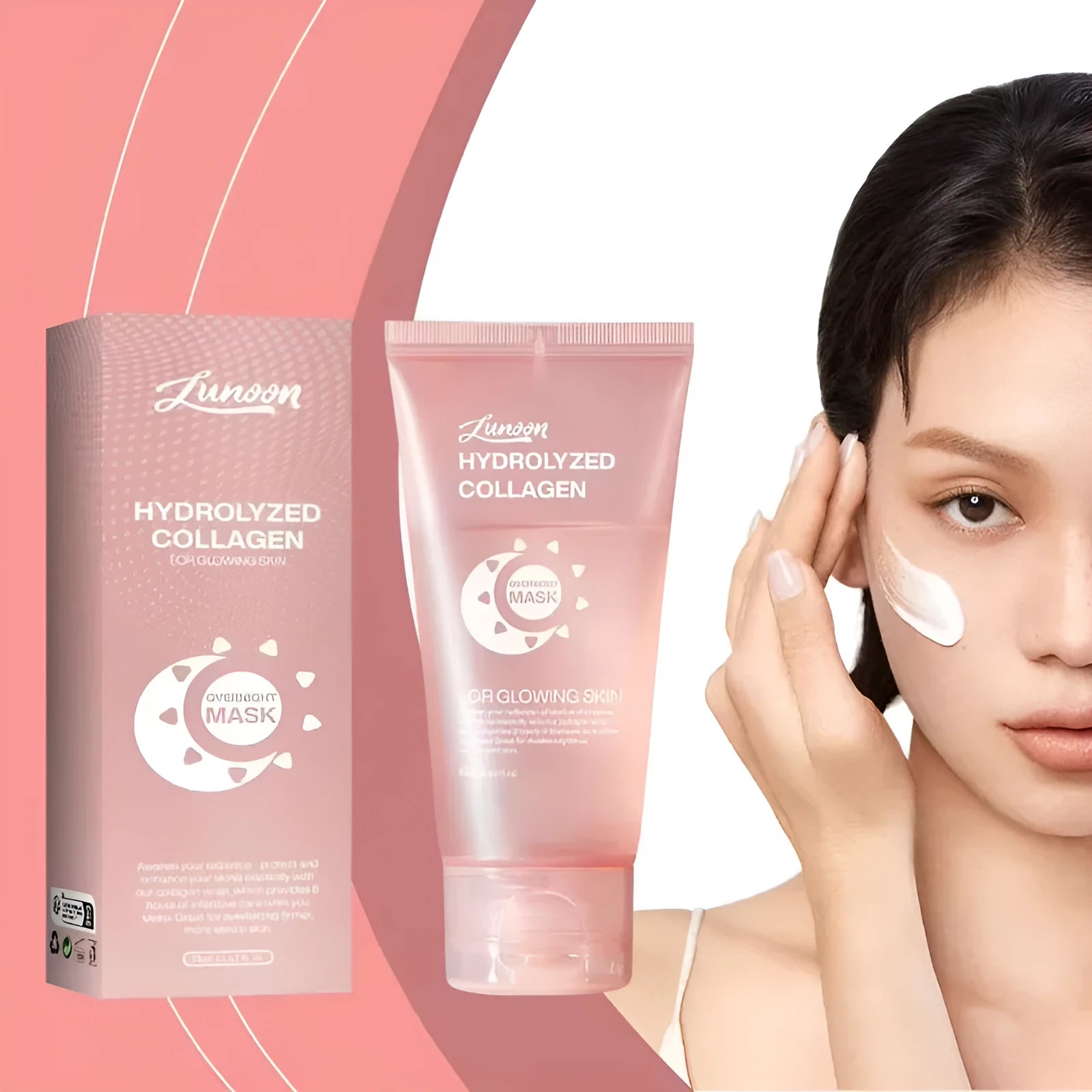 Collagen night face mask bottle with applicator brush for firming and hydration