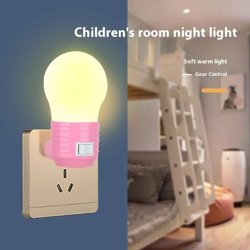 Plug-in bedside baby night light in round modern design with choice of white, blue or pink shell colours