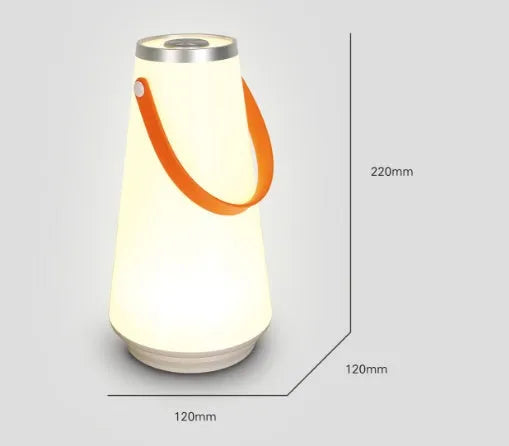 White rechargeable LED creative charging night light table lamp measuring 12×12×22 cm