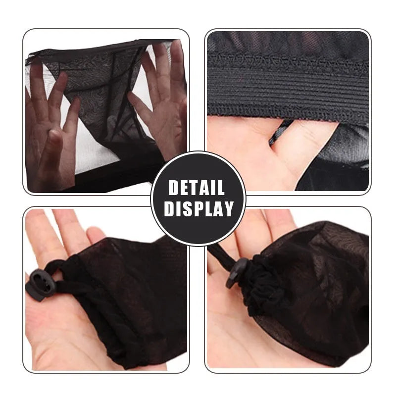Mesh wig cap with elastic oversleeve design in seven colour options