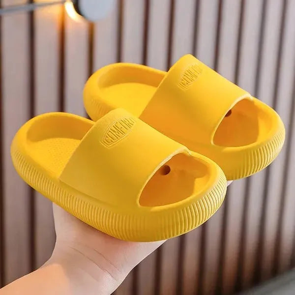 Children's mixed colour EVA slippers with non-slip soles in Blue, Green, Orange, Pink and Yellow options