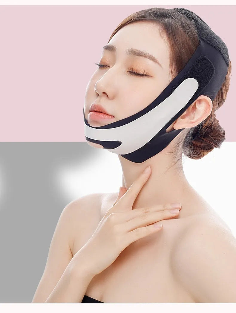Elastic V face bandage for facial contouring in black or pink colour options
