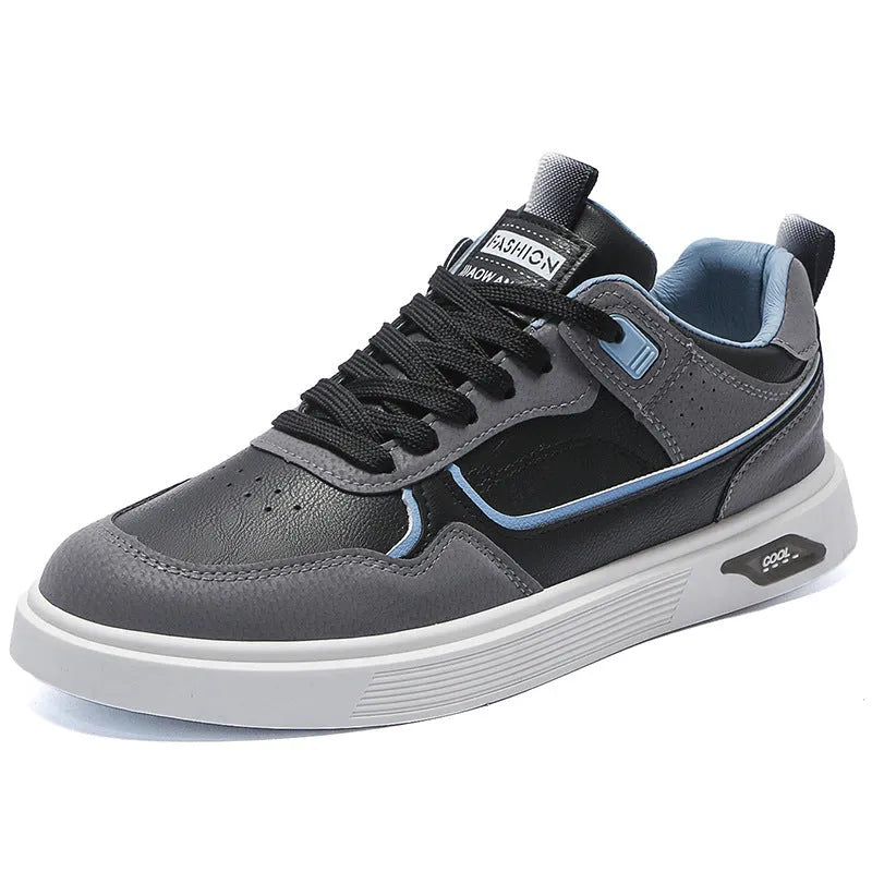 Men's low-top canvas shoes in black with leather stitching and mesh lining, shown on a white background.