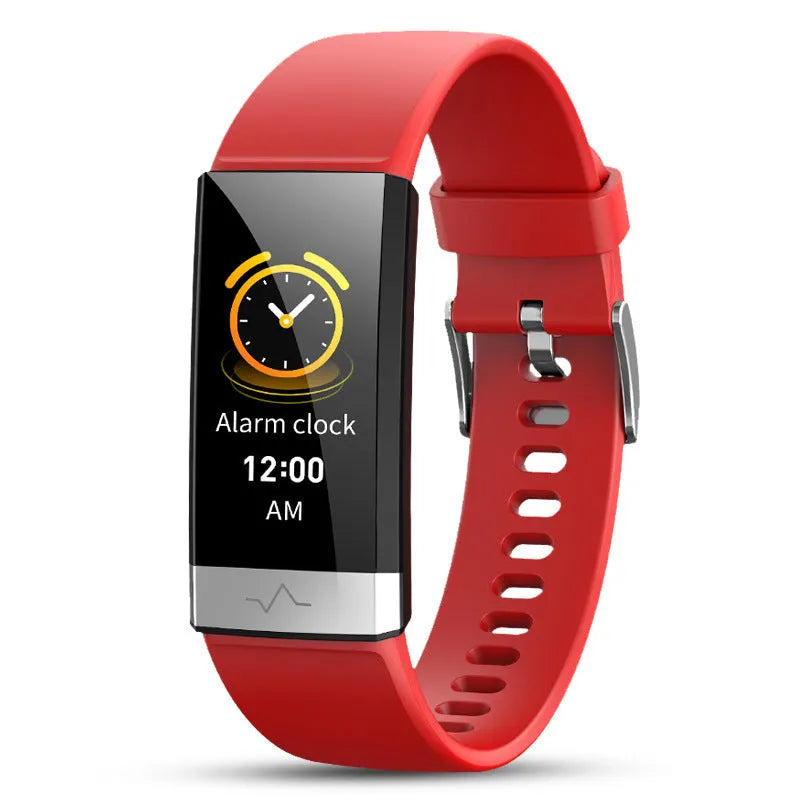 V19 smart health tracking bracelet with medical sensor display showing ECG, PPG and SpO2 monitoring