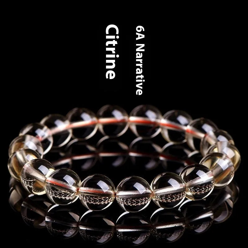 Natural citrine scattered beads ball bracelet showing polished surface and bead arrangement