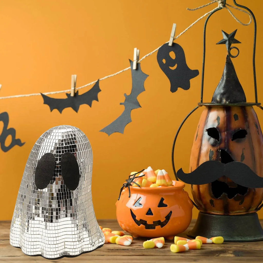 Silver Halloween ghost mosaic mirror patch desktop decoration in large and small sizes