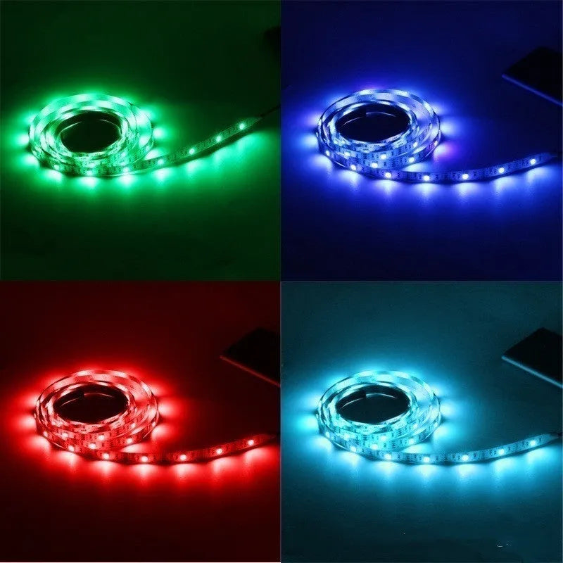 White USB-powered LED light strip with SMD5050 LEDs, 1 metre long with 50cm cable.