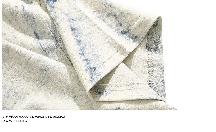 Grey tie dye print loose fit T-shirt with short sleeves and round neck
