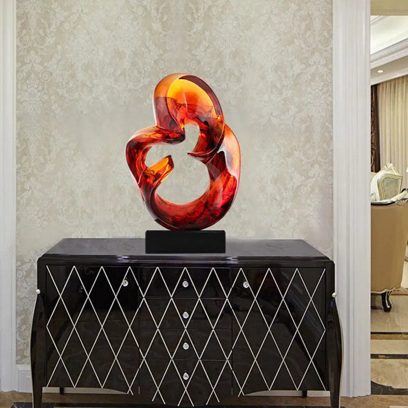 Transparent resin craft ornament in modern simplicity style on display surface