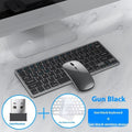 Ultra-thin wireless keyboard and mouse set in black, gun colour, or silver with receiver and keyboard cover