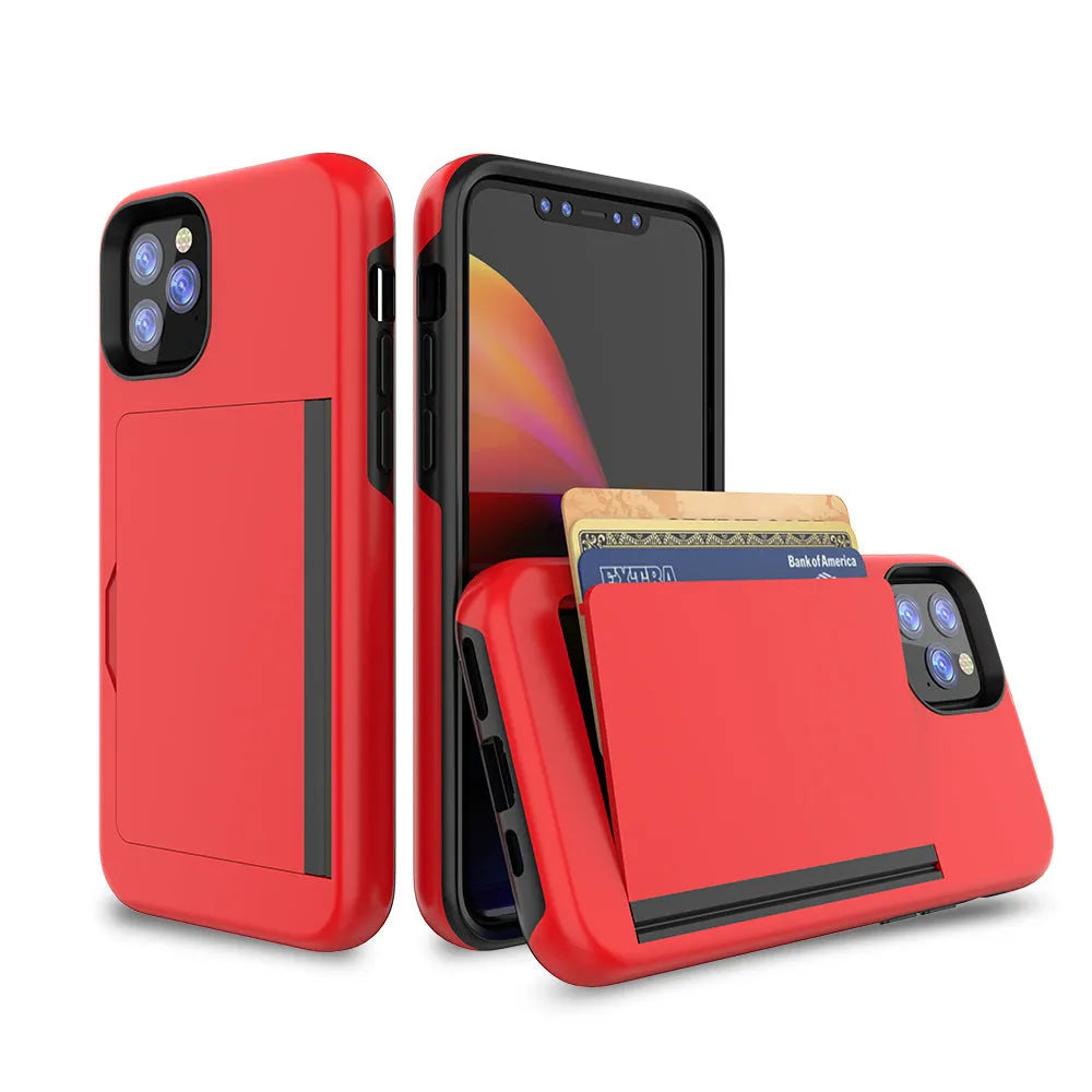 Solid colour mobile phone back cover for iPhone 11 in black, red, pink, blue, dark blue, or purple.