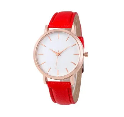 Quartz watch with square alloy case and PU leather strap in various colour options