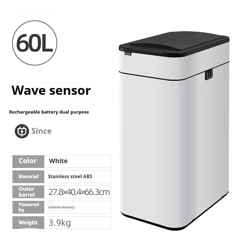Stainless steel square inductive smart trash can with automatic sensor lid