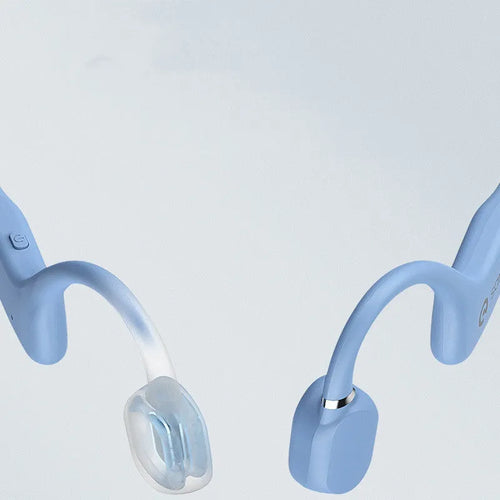 Bone conduction Bluetooth sports headset in hanging neck design on a person running.