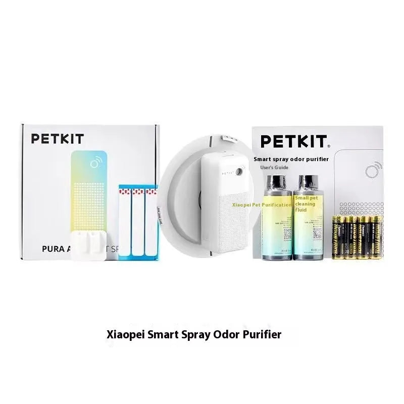 Smart spray pet odour removal machine with external mounting bracket and purification liquid bottles