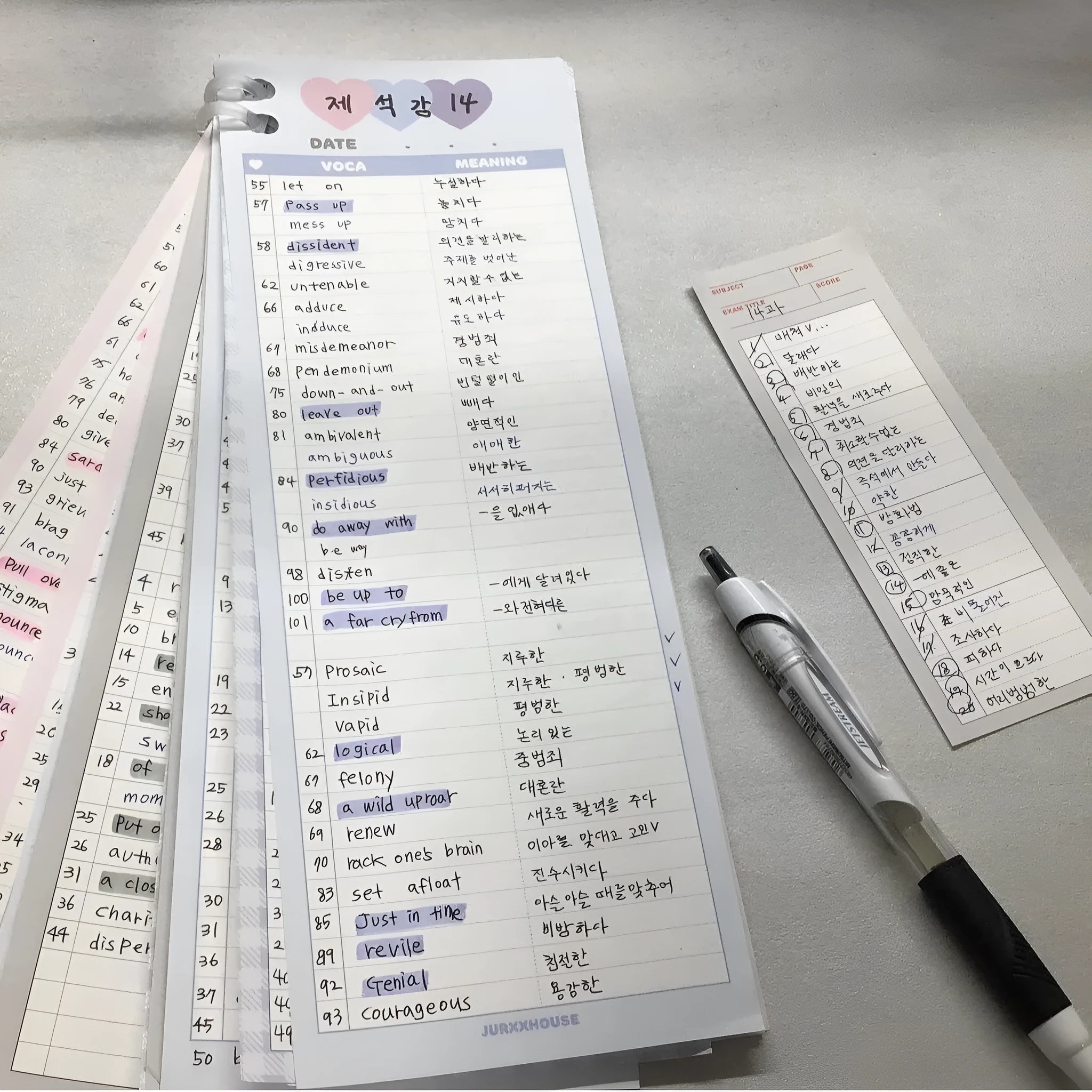 B5 half size learning notepad with vertical double-sided printing for English vocabulary practice
