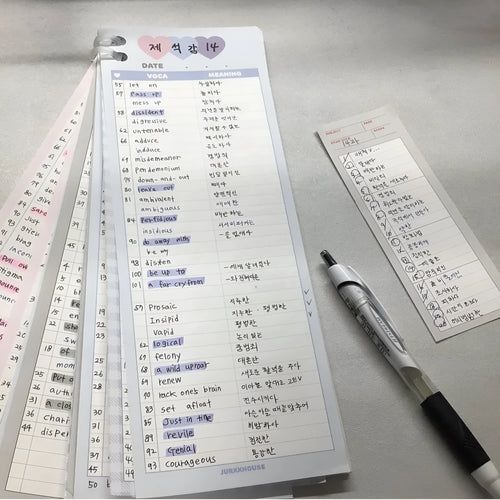 B5 half size learning notepad with vertical double-sided printing for English vocabulary practice
