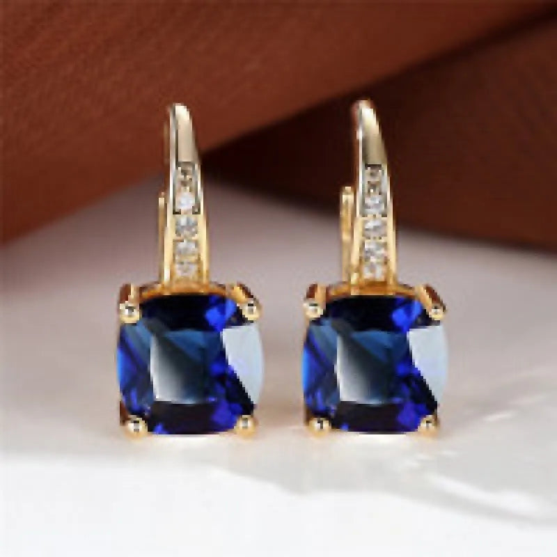 Square colourful moissanite geometric quadrilateral ear clip in gold electroplated copper