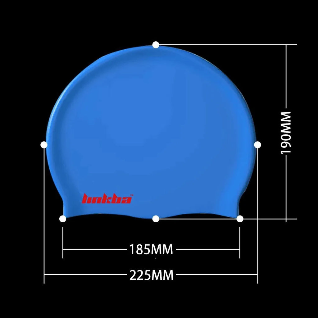 Professional silicone swimming cap with earmuff design and letter pattern in five colour options