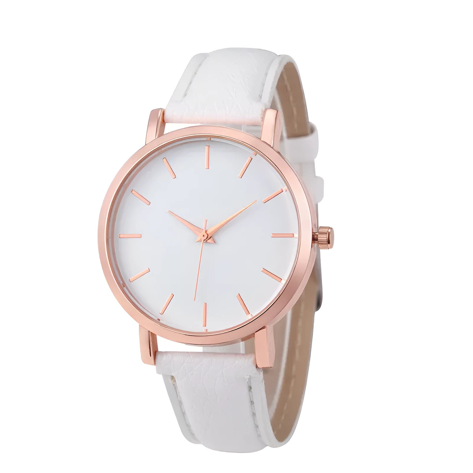 Quartz watch with square alloy case and PU leather strap in various colour options