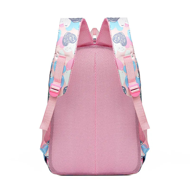 Blue children's school backpack with air pillow shoulder straps and Oxford cloth exterior