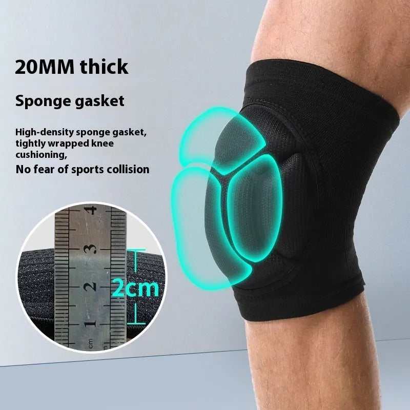 Black thick sponge dance kneepad for volleyball and outdoor sports protection