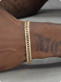 Gold tennis bracelet with titanium steel construction and artificial gemstone inlay for men and women