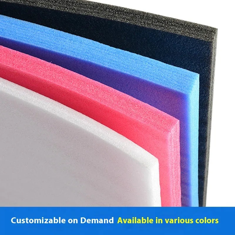 Large white rectangular EPE pearl cotton foam board showing its 10mm thickness edge.