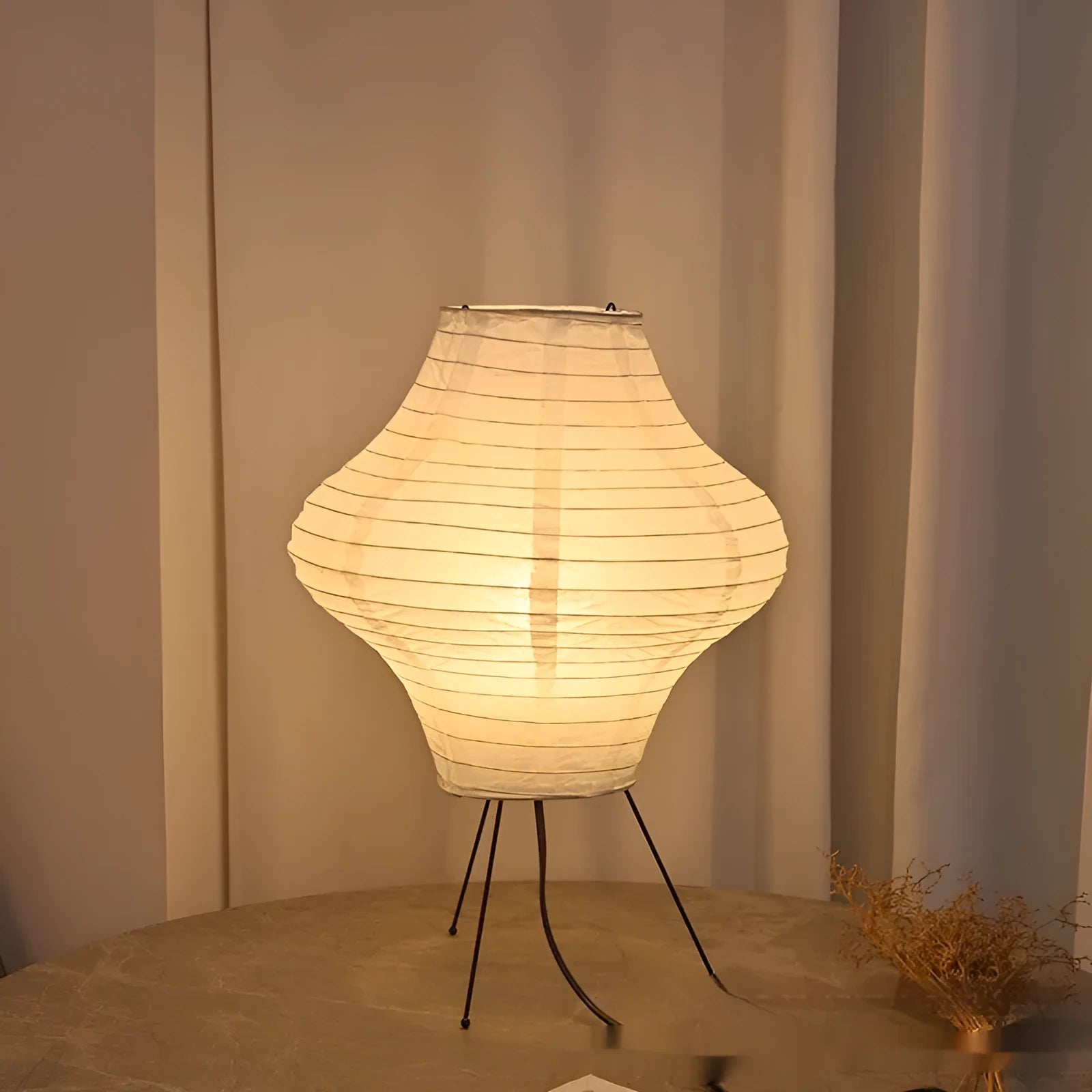 Japanese style decorative table lamp with xuan paper shade and tricolour light source