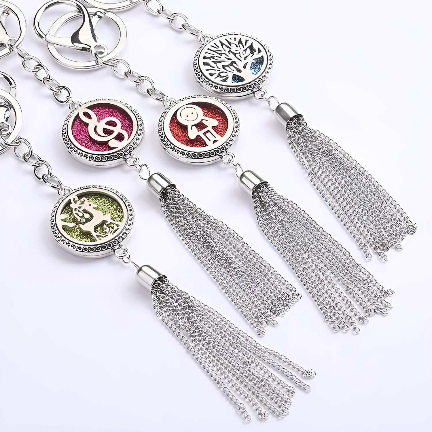 Alloy tassel aromatherapy car pendant with chain for vehicle fragrance diffusion
