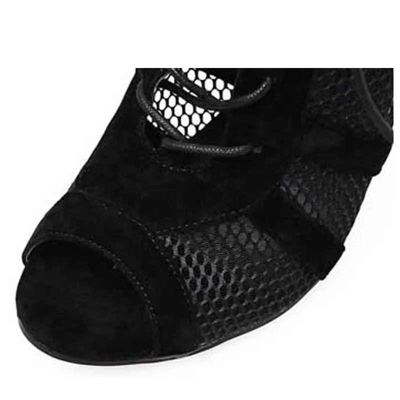 Black suede lace-up high heel women's shoes with 11.5cm heel and 1cm platform