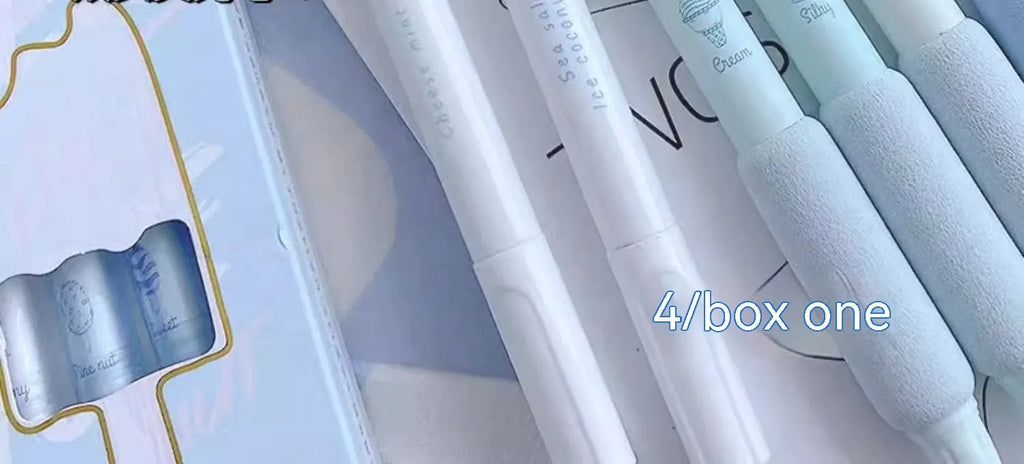 Four 0.5mm double-tipped calligraphy pens with fluorescent tips for student handwriting practice