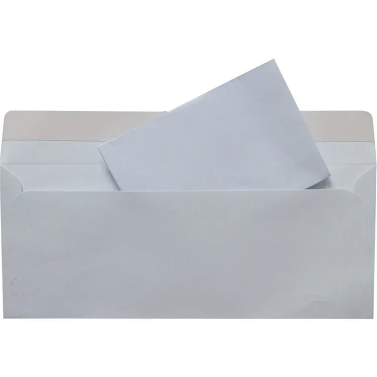 Blue anti-opening confidential envelope with self-adhesive seal, 105x240mm size