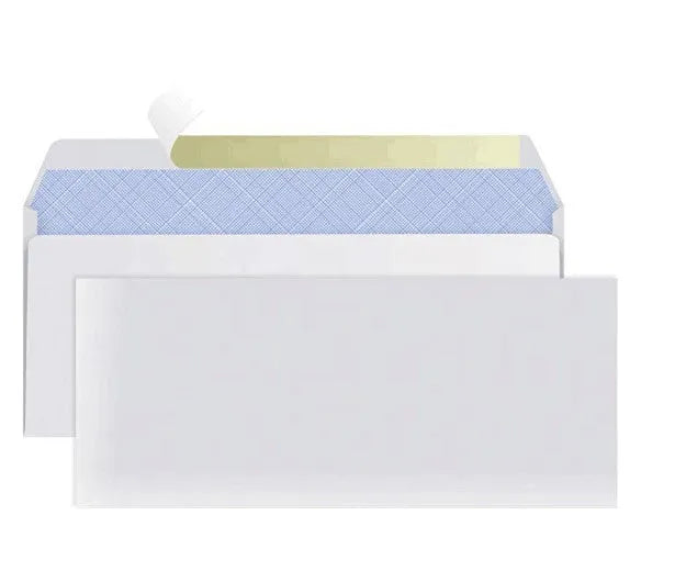 Blue anti-opening confidential envelope with self-adhesive seal, 105x240mm size