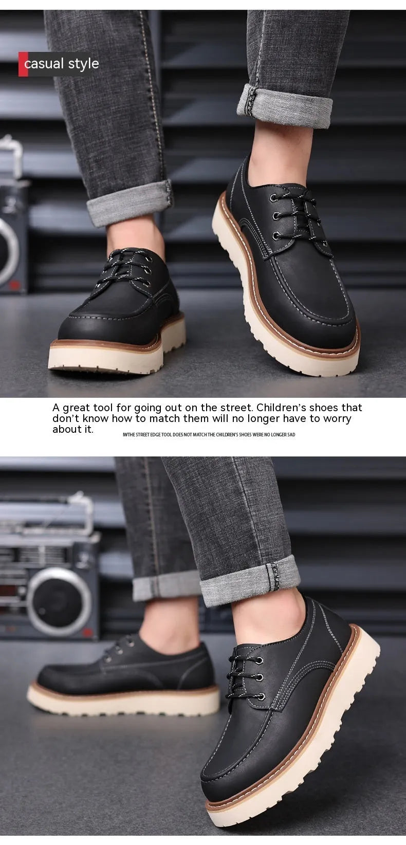 Men's black retro-style Martin boots with a round toe and mid-height rubber sole.