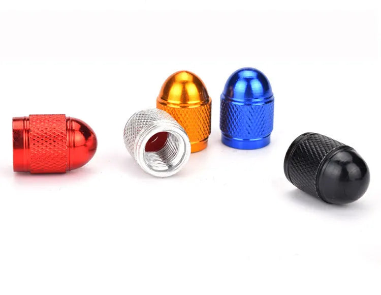 Aluminium mountain bike tyre valve cap in choice of five colours.