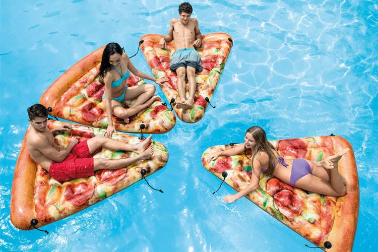 Pizza float surfboard inflatable pool lounger measuring 175cm by 145cm