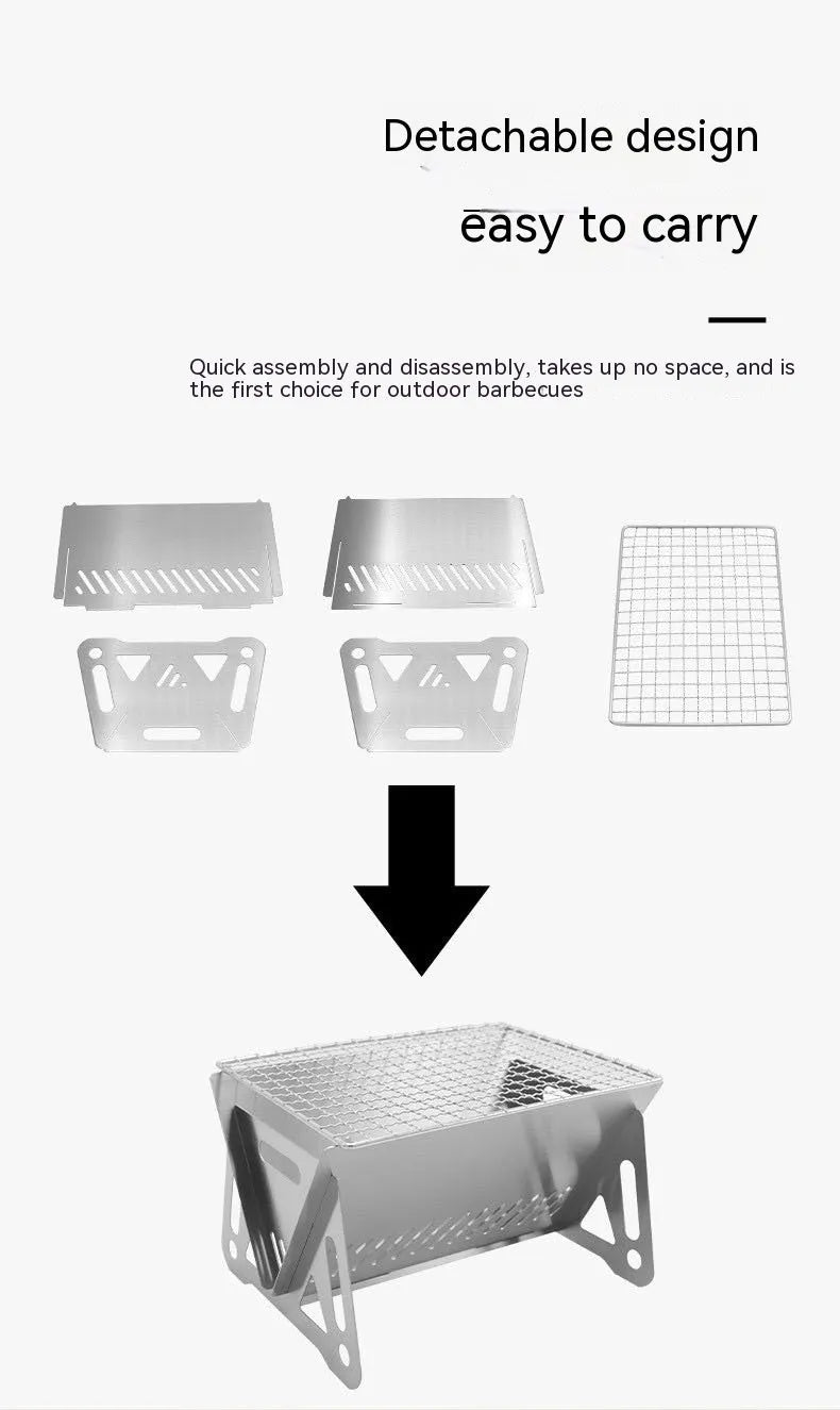 Large stainless steel folding barbecue oven with grill rack and storage bag