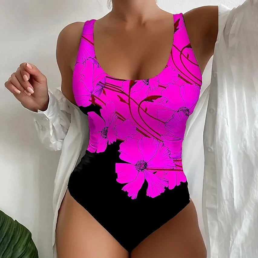 Women's 3D printed one-piece swimsuit in Lycra blend fabric available in multiple colours and sizes