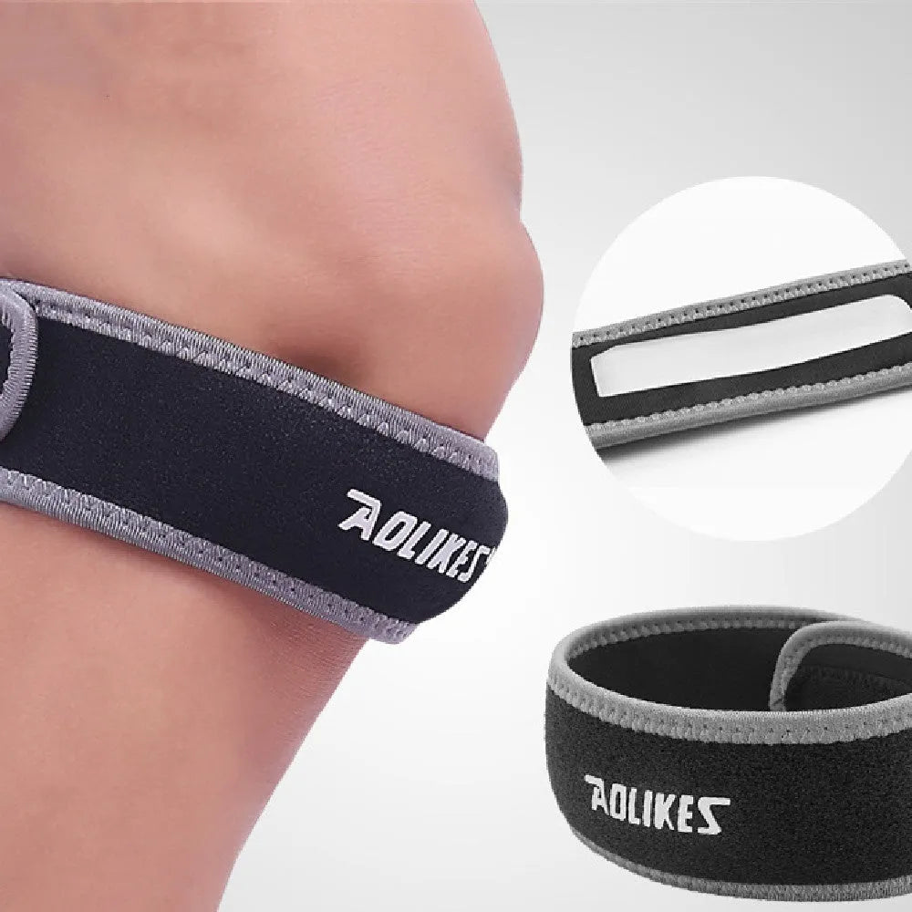 Black and grey patella retinaculum knee support for sports protection