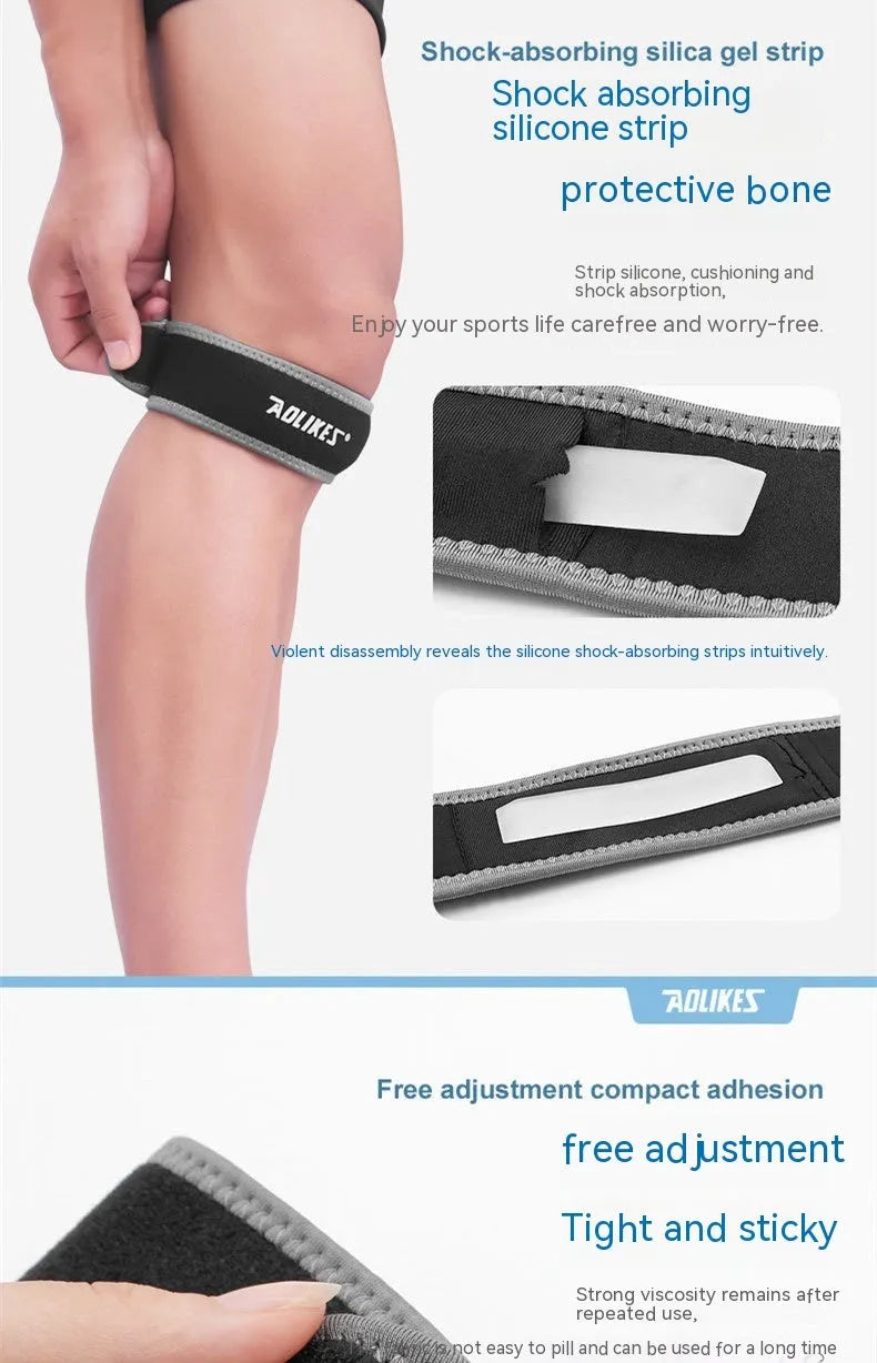 Black and grey patella retinaculum knee support for sports protection