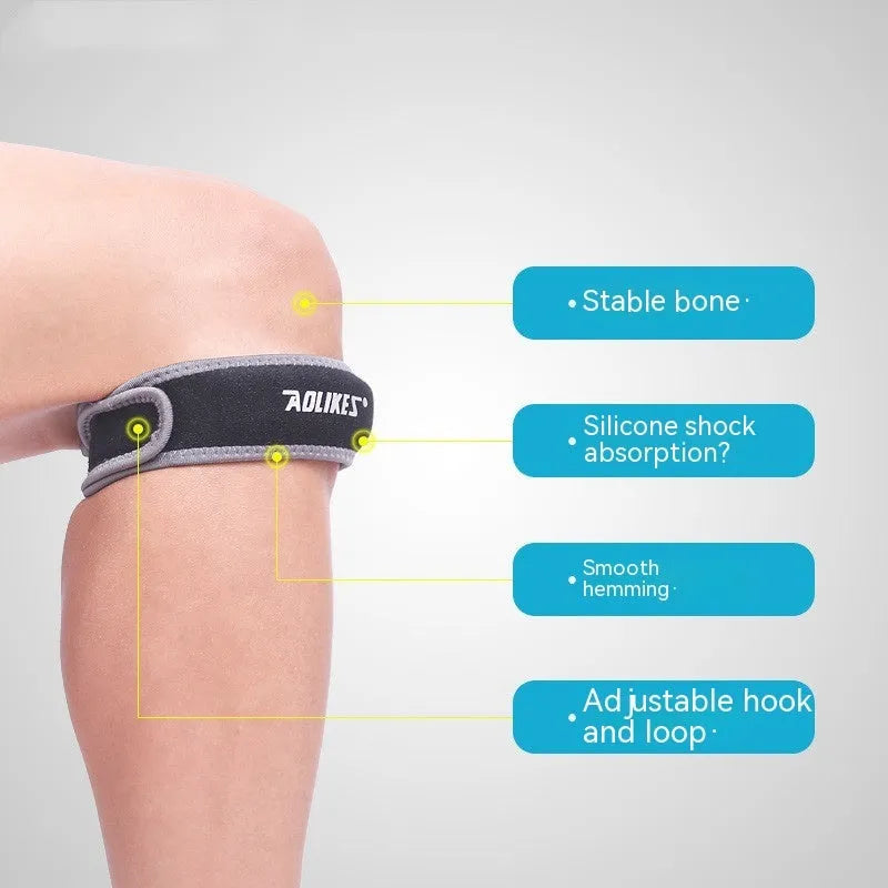 Black and grey patella retinaculum knee support for sports protection
