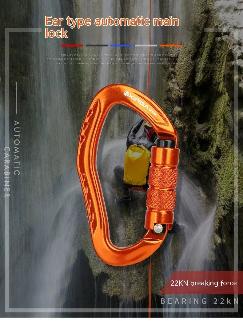 Automatic master lock climbing carabiner for outdoor rock climbing in five colour options
