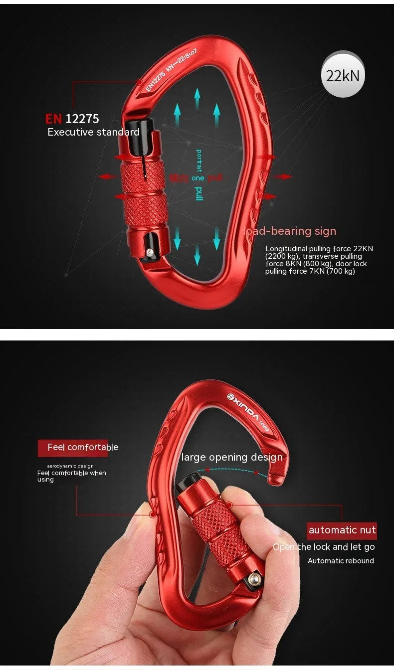 Automatic master lock climbing carabiner for outdoor rock climbing in five colour options