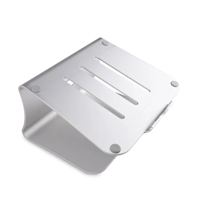 Aluminium notebook cooling bracket with rotary adjustment in silver colour option