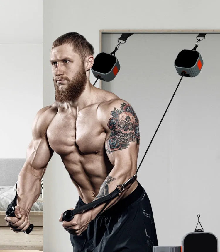 Multifunctional fitness equipment with adjustable resistance in blue and grey colour combination