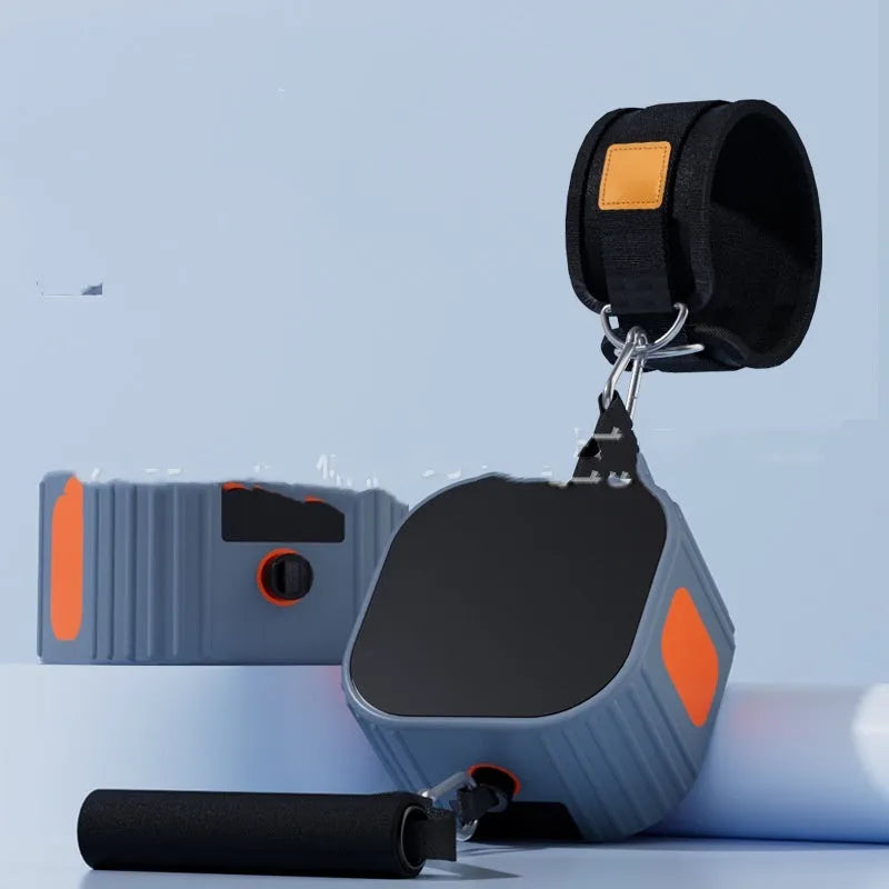 Multifunctional fitness equipment with adjustable resistance in blue and grey colour combination